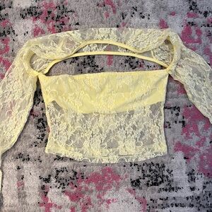 Yellow Lace Off-Shoulder Top
